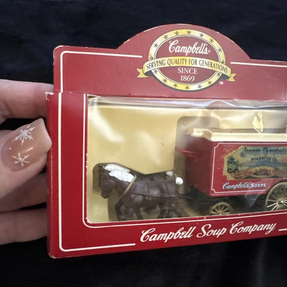VINTAGE 1800'S‎ JOSEPH CAMPBELL Soup PRESERVE CO. RED DELIVERY HORSE TRAILER New